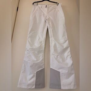 Women's White Snow Pants with Gray Reinforced Cuffs